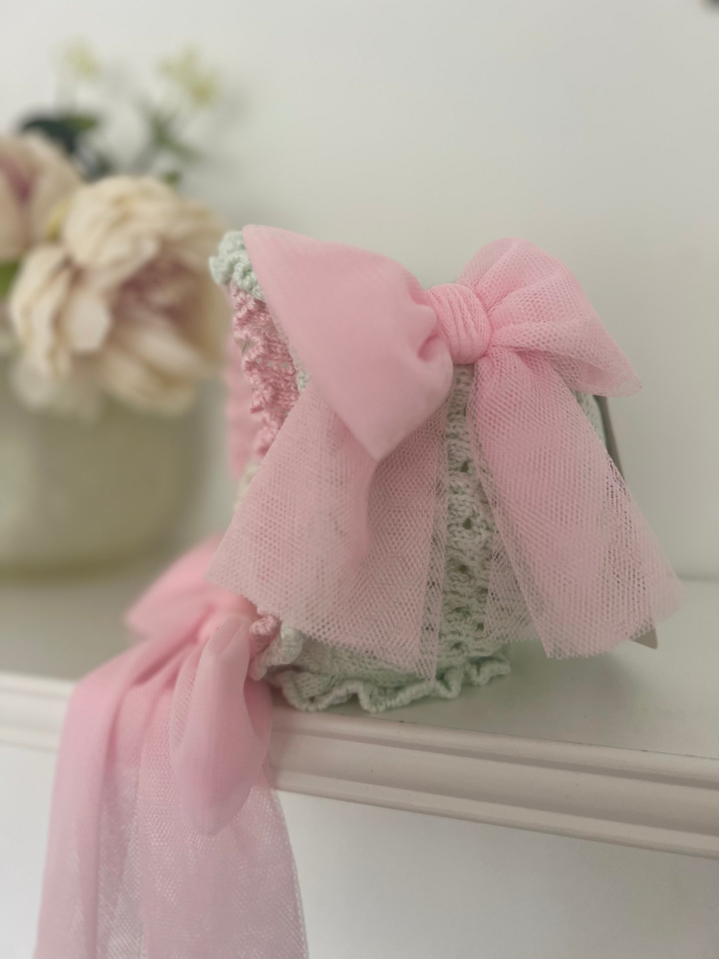 Rahigo mint & baby pink bonnet