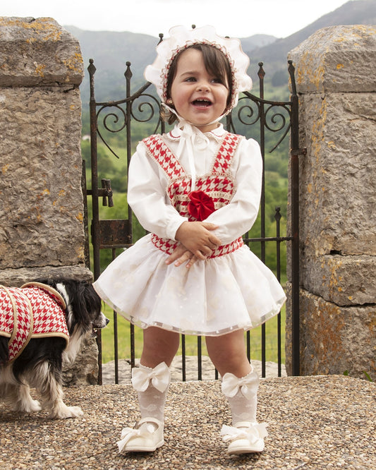 IN23-24 Cream heart Romper & blouse set