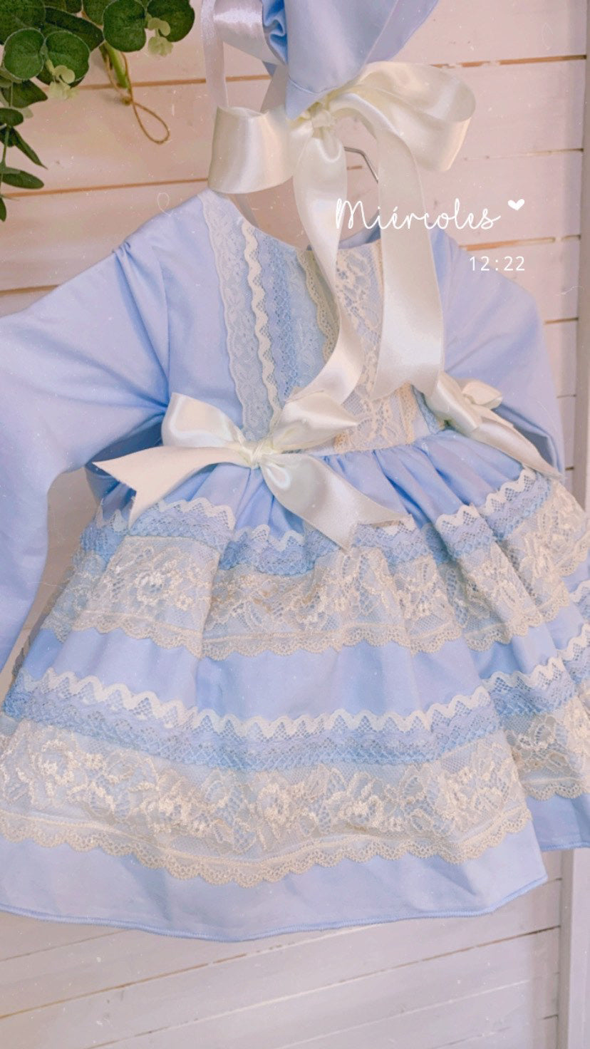 Ela Baby blue & cream dress set