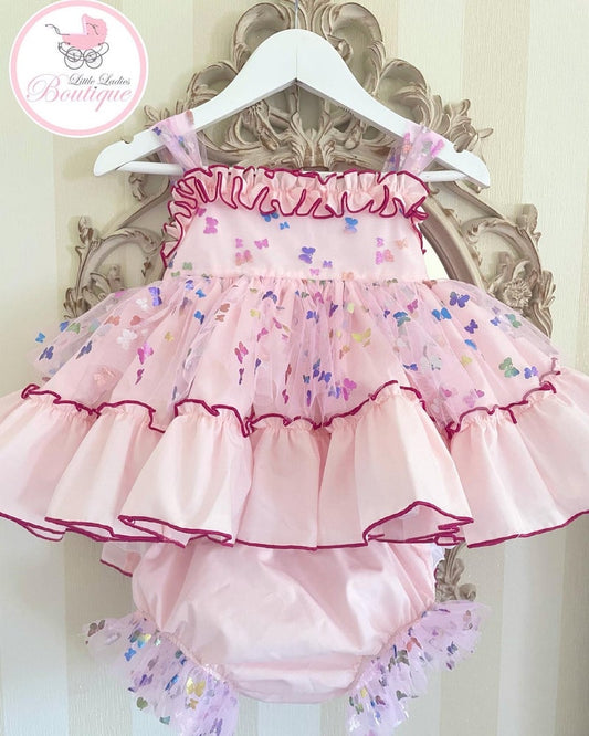 Ela pink mariposa dress set