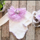 Ela lilac & white lace romper set