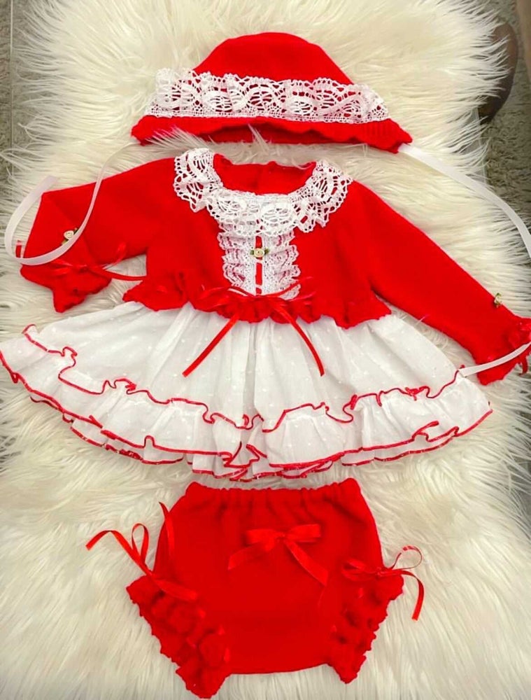 Ela Red Half Knit Dress Set