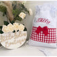 Personalized draw string bags.