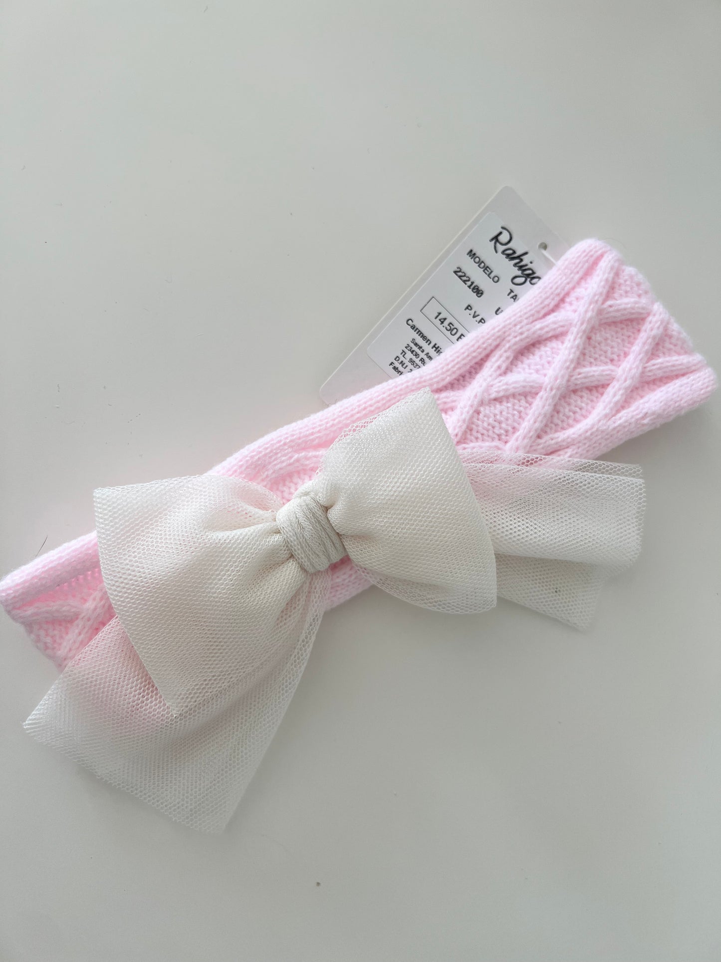 22297 HEADBAND PINK & CREAM