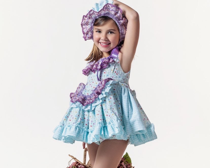 Ela Sofia Blue & lilac Dress set